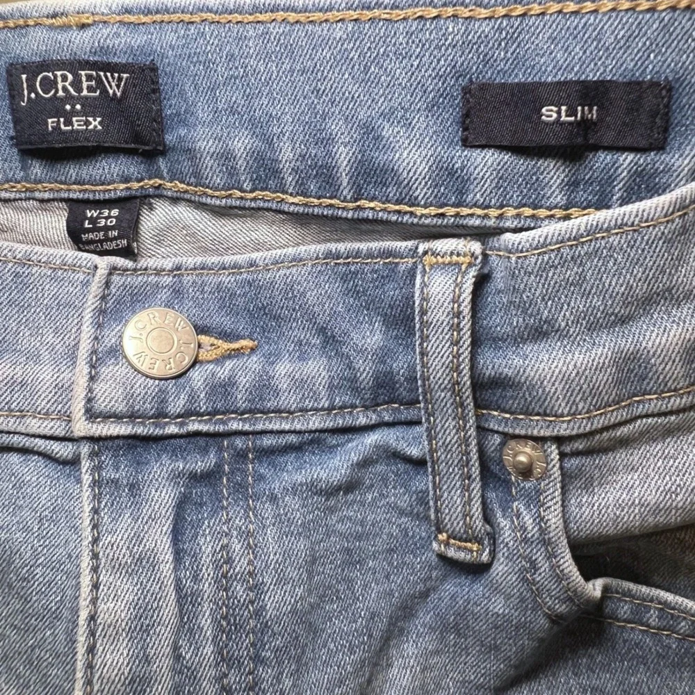 J.Crew Flex Slim Fit Jeans Mens 36x30 Light Wash Blue Denim Stretch Casual